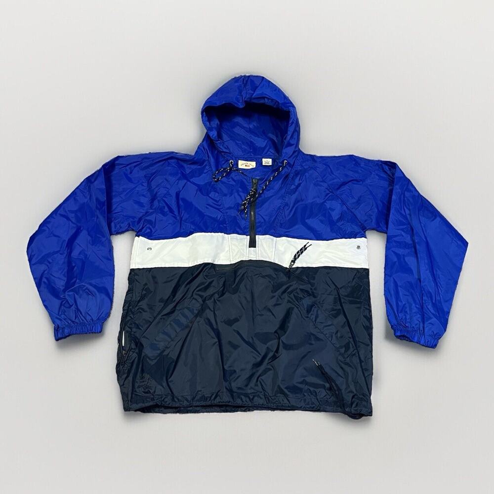 Vintage County Seat 90s Pullover Nylon Windbreaker Jacket Blue Zipper Pockets